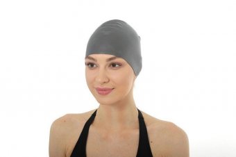 Шапочка для плавания силиконовая для длинных волос, серый SF 0365