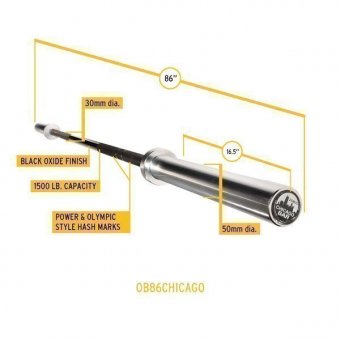Гриф олмпийский с двойными марками 220 см BODY-SOLID CHICAGO, арт. OB86CHICAGO
