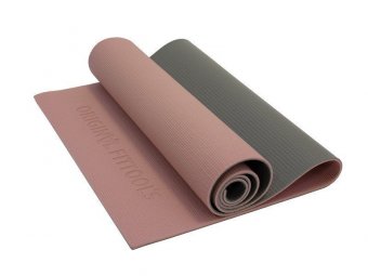 Коврик для йоги 6 мм двухслойный розово-серый, арт. FT-YGM-6-PKG