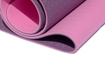 Коврик для йоги 6 мм двуслойный TPE бордово розовый, арт. FT-YGM6-2TPE-4