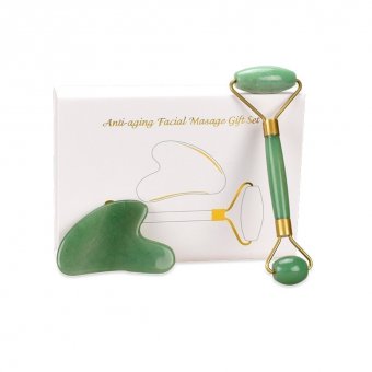 Массажный набор (скребок Гуаша и нефритовый роллер) Anti aging Facial Massage Gift Set